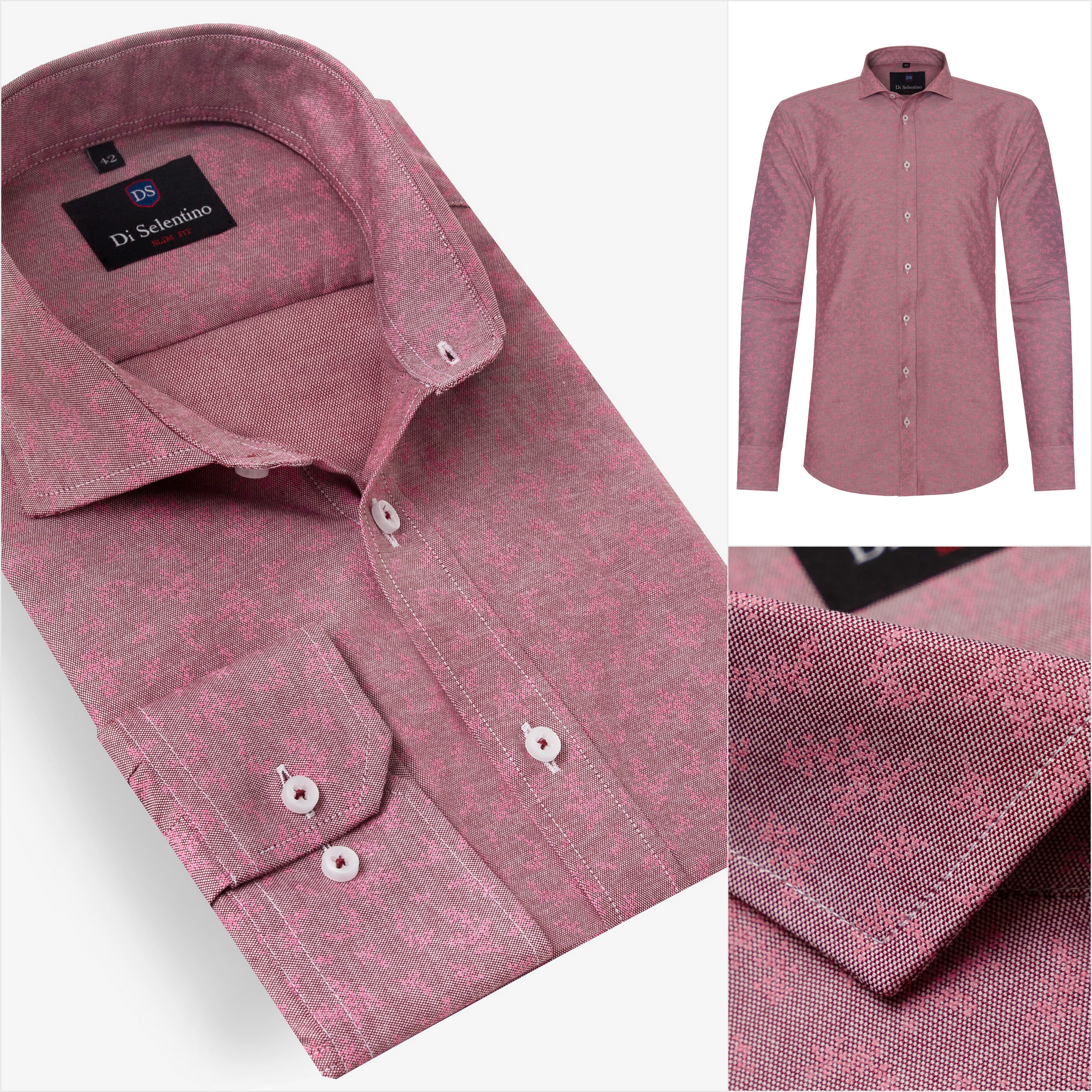 E-shop Ružová pánska košeľa s kvetinovým vzorom NaplesSLIM