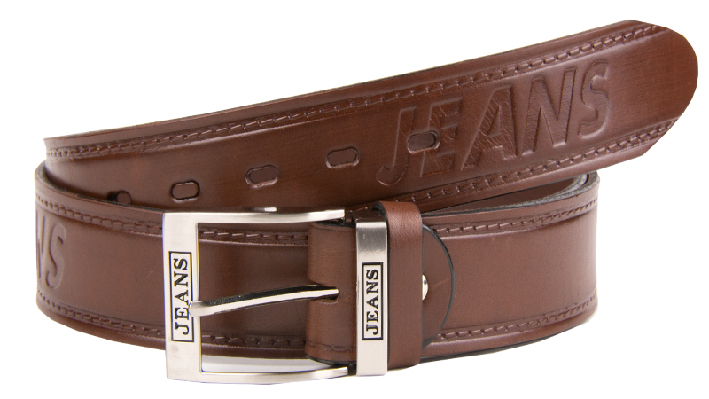 Hnedý kožený opasok do džínsov.
