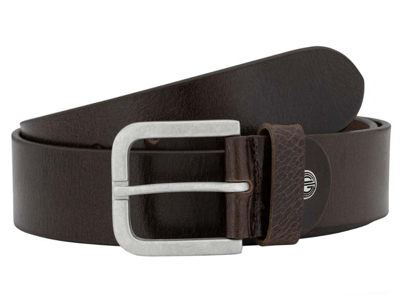 Hnedý pánsky kožený opasok Lindenmann so striebornou prackou