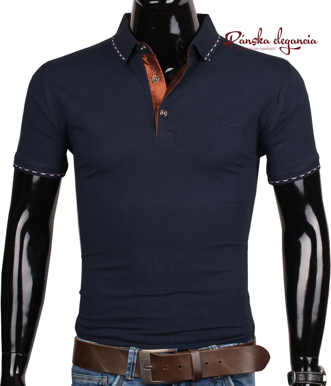 Športové POLO tričko tmavomodrej farby ETTE 6-8014 Športové POLO tričko tmavomodrej farby ETTE 6-8014