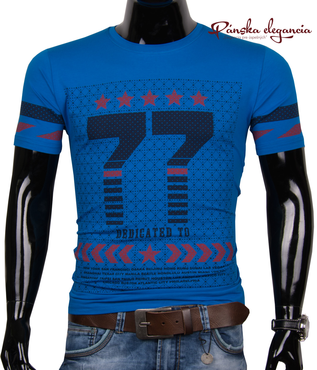 E-shop 11074-19 Modré tričko s originálnou potlačou SEMAL