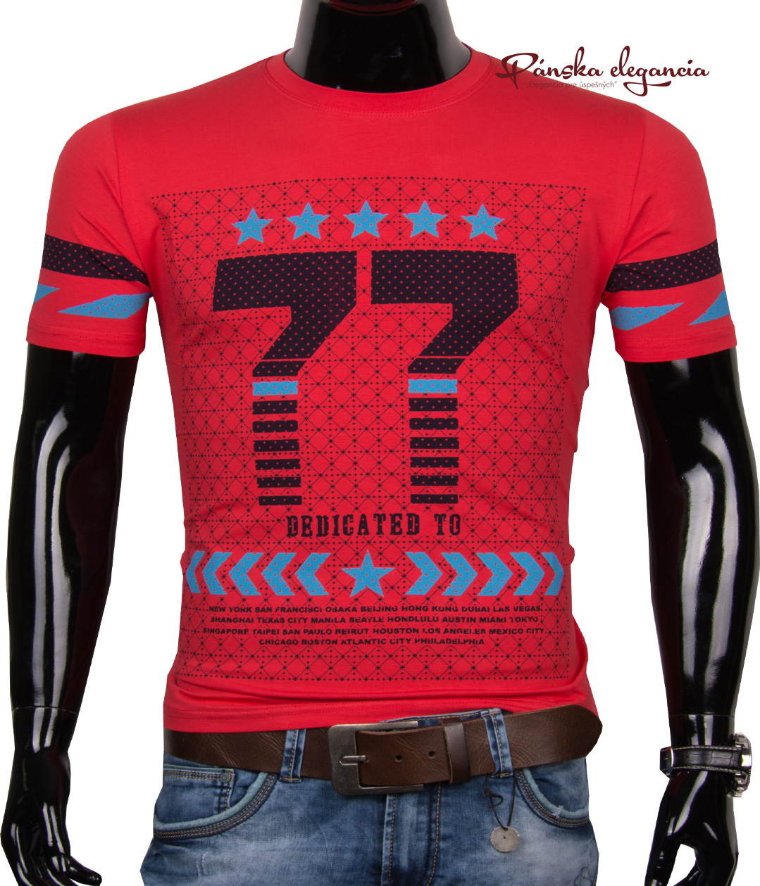 E-shop 11074-20 Pánske tričko lososovej farby SEMAL