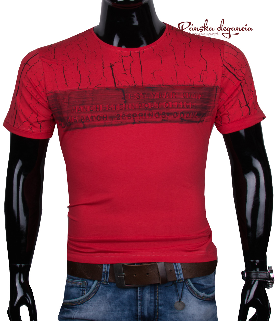 E-shop 11444-64 Červené pánske tričko v trendovom prevedení.