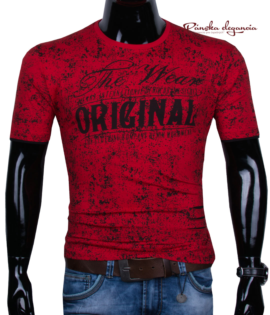 E-shop 11444-88 Červené pánske tričko v trendovom prevedení.