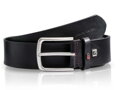 Čierny pánsky kožený opasok Pierre Cardin s elegantnou prackou