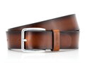 Hnedý pánsky kožený opasok Pierre Cardin s matnou prackou