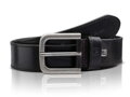 Čierny pánsky kožený opasok Pierre Cardin s elegantným šitím