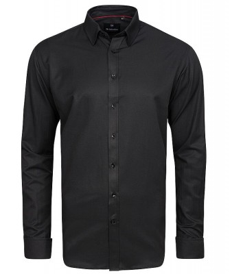 Čierna košeľa na manžetový gombík v KLASICKOM STRIHU - SalzburgBlackluxCLASSIC