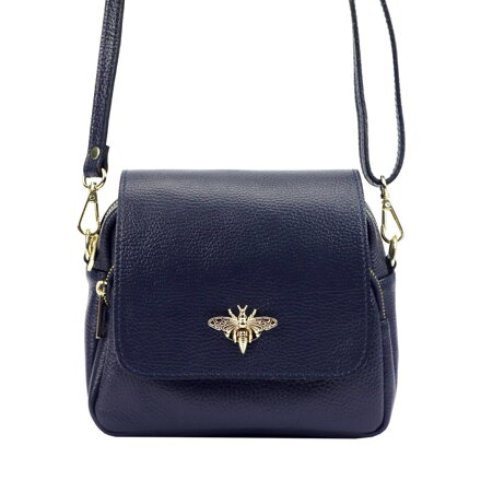 Tmavomodrá elegantná kožená crossbody kabelka Luka 19-68 DOLARO Bzzz skl.