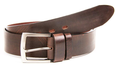 Hnedý kožený opasok do džínsov.