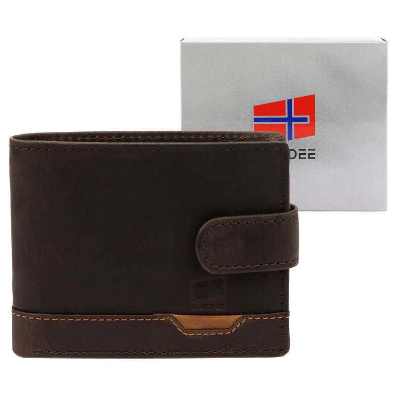 Pánska kožená peňaženka Nordee HJORT 035L D.Brown skl.