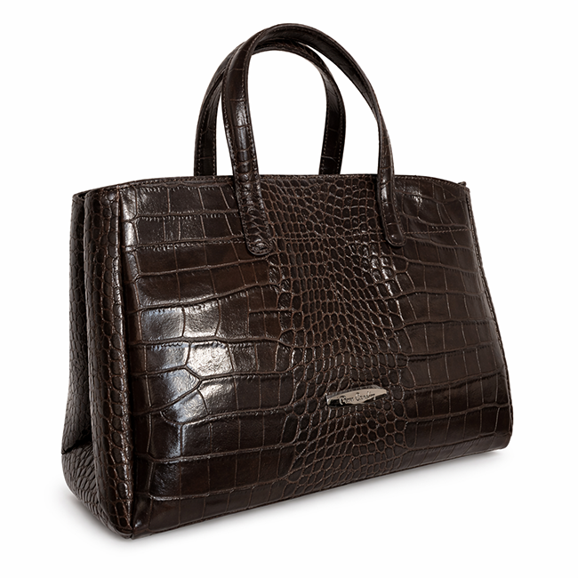 Luxusná kožená kabelka Pierre Cardin FRZ 1311 Cocco tmavohnedá