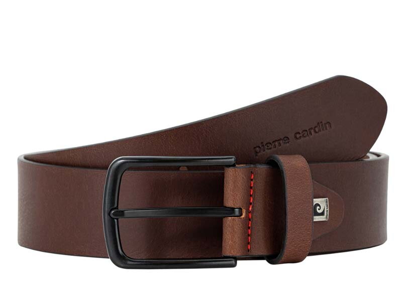 Tmavohnedý pánsky kožený opasok Pierre Cardin
