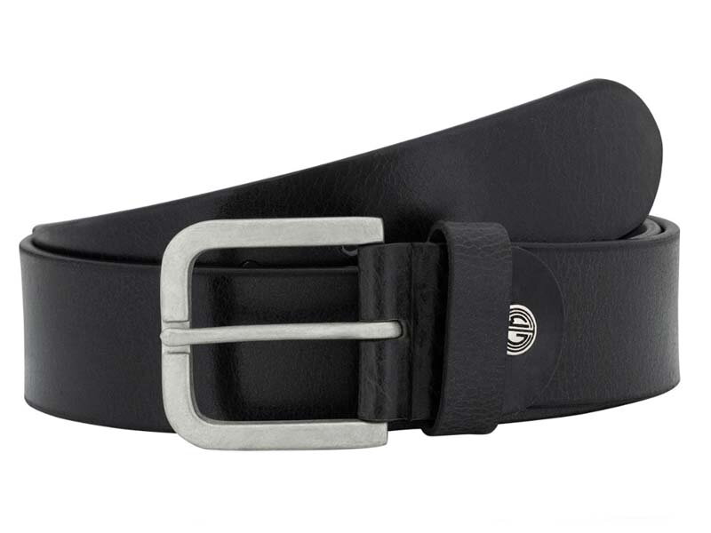 Čierny pánsky kožený opasok Lindenmann so striebornou prackou