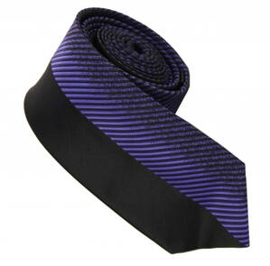 40026-19 Fialovo-čierna kravata ROMENDIK.