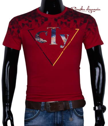 11444-24 Červené trendové tričko pre pánov.