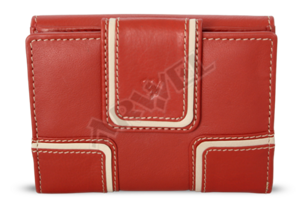 Červená dámská kožená peněženka se dvěma klopnami