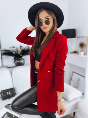 Elegantný červený dámsky kabát