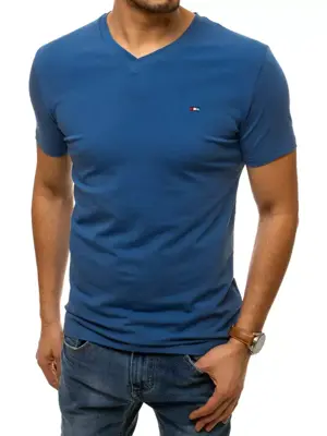 Modré pánske tričko bez potlače