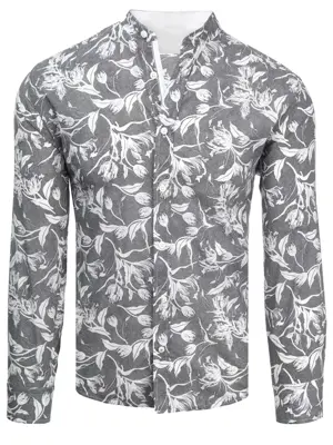 Tmavo-sivá pánska košeľa so vzorom