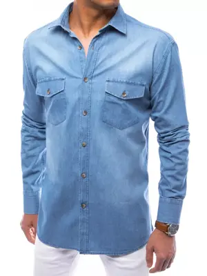 Modrá bavlnená košeľa