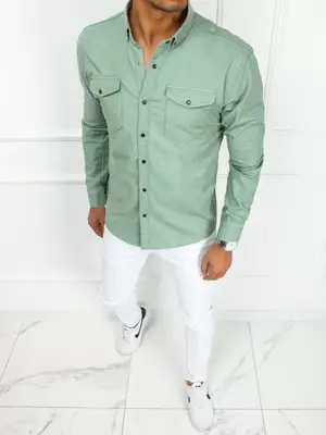 Zelená košeľa v džínsovom prevedení