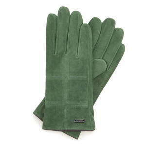 Zelené semišové dámske rukavice.