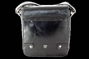 Malý černý pánský kožený crossbag s klopnou 215-1701-60 CRU