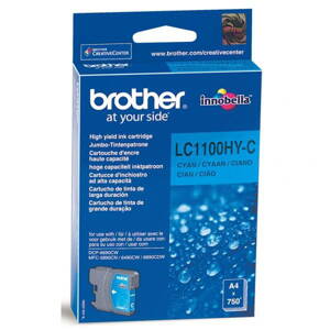 Brother originál ink LC-1100HYC, cyan, 750str., high capacity, Brother DCP-6690CW, MFC-6490CW, azurová