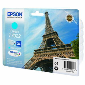 Epson originál ink C13T70224010, XL, cyan, 2000str., Epson WorkForce Pro WP4000, 4500 series, azurová