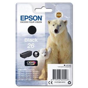 Epson originál ink C13T26014012, T260140, black, 6,2ml, Epson Expression Premium XP-800, XP-700, XP-600, čierna