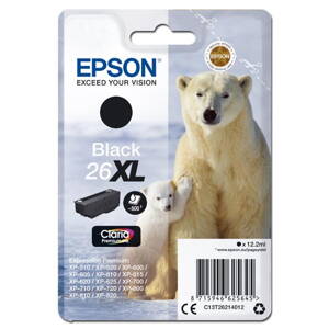 Epson originál ink C13T26214012, T262140, 26XL, black, 12,2ml, Epson Expression Premium XP-800, XP-700, XP-600, čierna