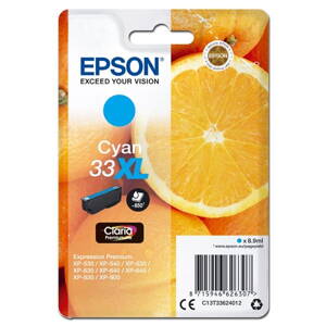 Epson originál ink C13T33624012, T33XL, cyan, 8,9ml, Epson Expression Home a Premium XP-530,630,635,830, azurová