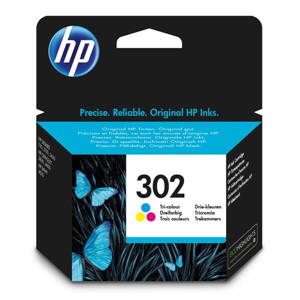HP originál ink F6U65AE, HP 302, color, blister, 165/165/165str., 4ml, HP OJ 3830,3834,4650, DJ 2130,3630,1010, Envy 4520, farebná