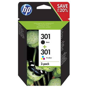 HP originál ink N9J72AE, black/color, blister, 190/165str., HP 301, HP 2-pack Deskjet 1510, 3055A, Officejet 2622