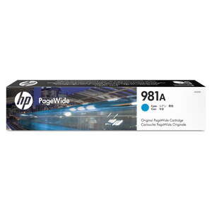 HP originál ink J3M68A, HP 981A, cyan, 6000str., 70ml, HP PageWide Enterprise Color 556, MFP 586, azurová