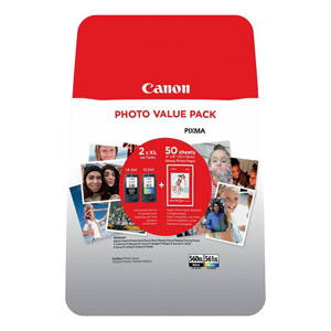 Canon originál ink PG-560XL/CL-561XL multipack + PP-201 10x15cm 50I, black/color, blister, black 400/color 300str., black 14.3/col
