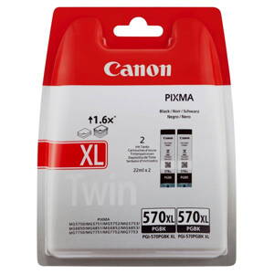 Canon originál ink PGI 570PGBK XL Twin Pack, black, blister s ochranou, 22ml, 0318C007, 2-pack Canon Pixma MG7750,7751,7752,7753,5, čierna