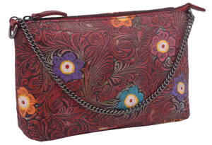 Dámska kožená crossbody kabelka červená 450113