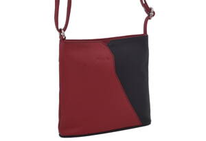 Dámska kožená crossbody kabelka červená/čierna 260112