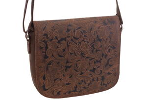 Dámska kožená crossbody kabelka tmavohnedá 250112