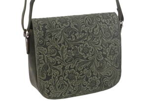 Dámska kožená crossbody kabelka zelená 250112