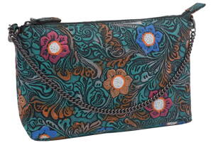Dámska kožená crossbody kabelka zelená 450113