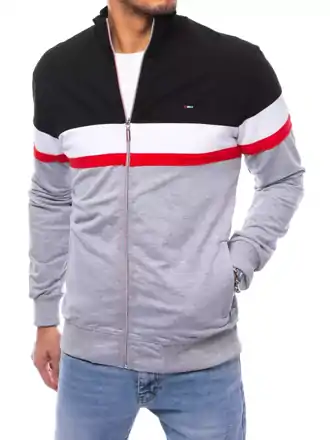 Čierno-šedá mikina na zips, bez kapucne skl.38