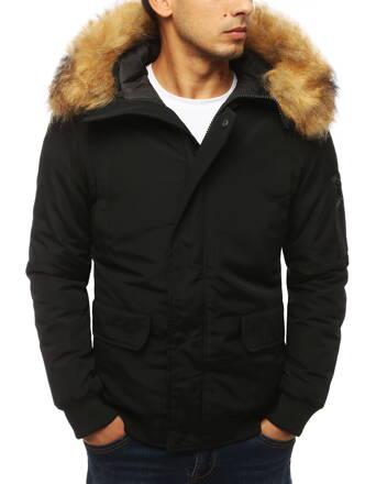 Trendová čierna bunda s kapucňou skl.46