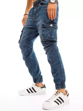 Pánske modré štýlové jogger nohavice. 