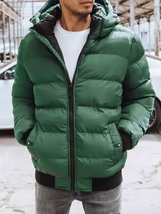 Pekná zelená pánska bunda s kapucňou