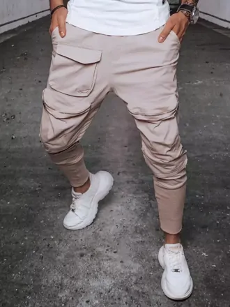 Pánske béžové jogger nohavice.