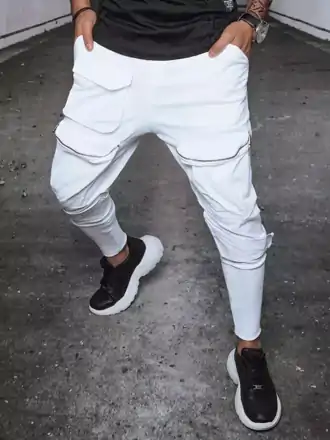 Biele pánske jogger nohavice