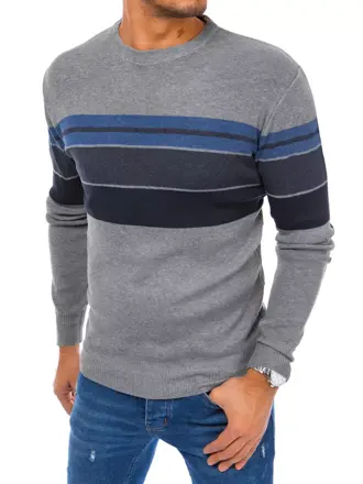 Svetlo-sivý pánsky sveter s pruhmi